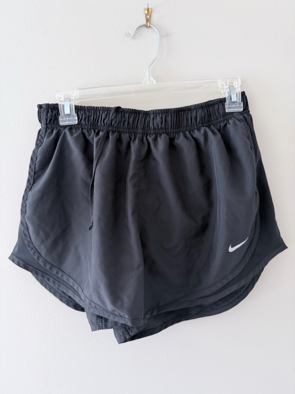 Nike Women's Black Athletic Shorts with White Swoosh